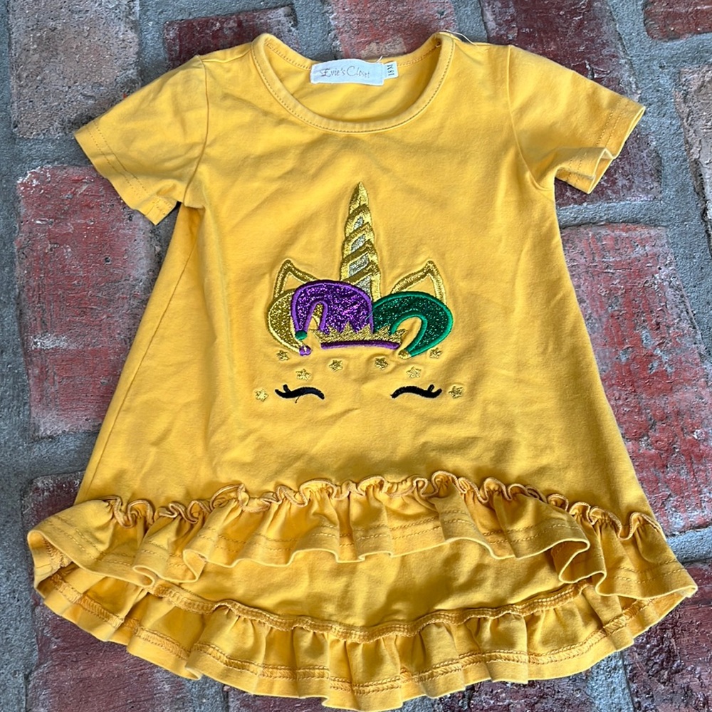 Mardi Gras Gold Tunic with Monogrammed Unicorn